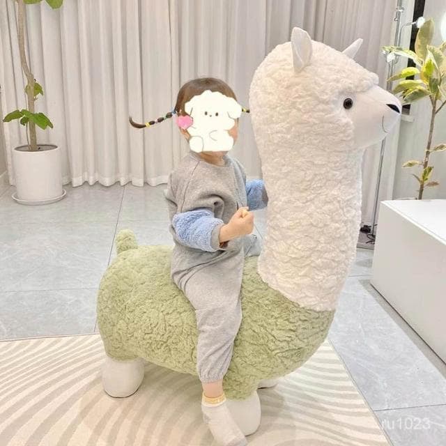 免運 羊駝沙發凳 羊駝娃娃 草泥馬娃娃 羊駝 草泥馬 動物椅凳座椅 兒童沙發動物娃娃 動物椅 生日禮物 送女友 仿真羊駝