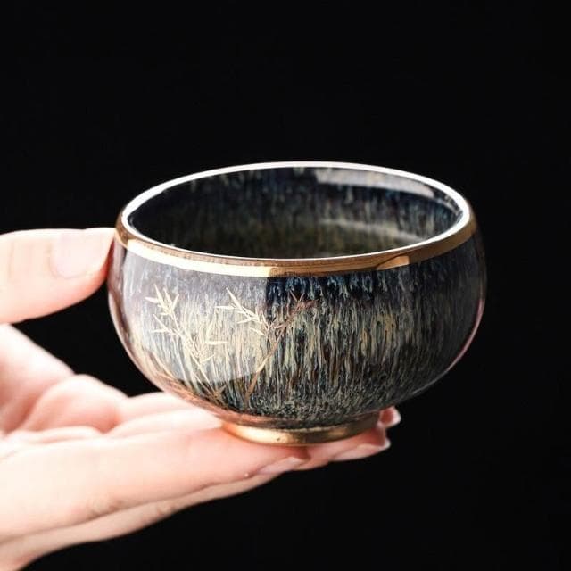 茶器 茶具 陶瓷杯 品茗杯 瓷杯功夫茶杯 陶瓷茶杯 茶杯 禮物杯子 鈞窯新款描金禮盒高檔中式複古建盞茶盞品茗杯送禮精品