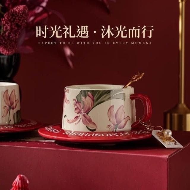陶瓷杯 茶杯 咖啡杯 圓口杯 辦公杯 茶杯 水杯 禮物杯 陶瓷咖啡對杯套裝高顔值精緻送禮禮盒多人專用水杯茶杯爆款24新款