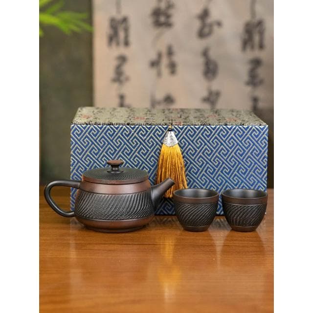 雲南紫陶跳刀懸停鳳鳴茶壺建水全手工紫砂壺辦公家用功夫茶具套裝