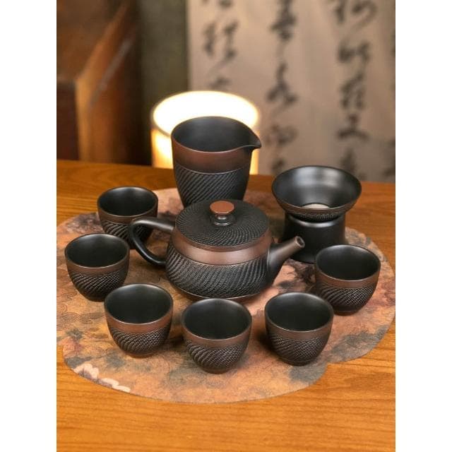 雲南紫陶跳刀懸停鳳鳴茶壺建水全手工紫砂壺辦公家用功夫茶具套裝
