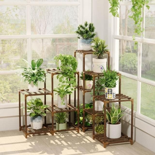 室內花架子實木置物架多層落地盆栽植物架客廳陽臺多肉綠蘿花盆架