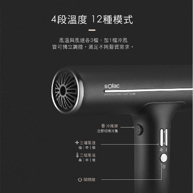 【SOLAC】專業負離子吹風機 SD-1000 吹風機 沙龍級 專業 負離子 四段 護髮 造型 輕量 大風量