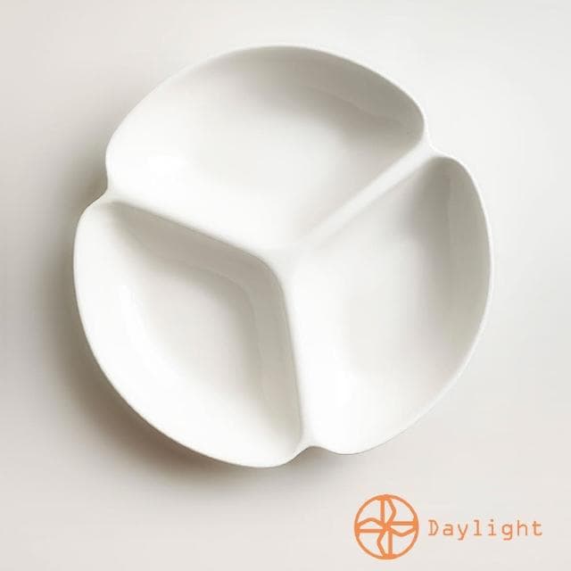 【Daylight】26.7cm陶瓷三格盤1入3格盤 3隔盤 分隔盤 水果盤 炸物盤 陶瓷盤 盤子 可微波 分隔盤 沙拉盤