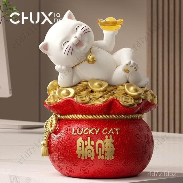 招財貓聚寶盆擺件國風存錢罐公司店鋪開業禮物收銀臺喬遷新居禮品風水擺件客廳擺件玄關擺件居家擺飾招財擺飾開店送禮