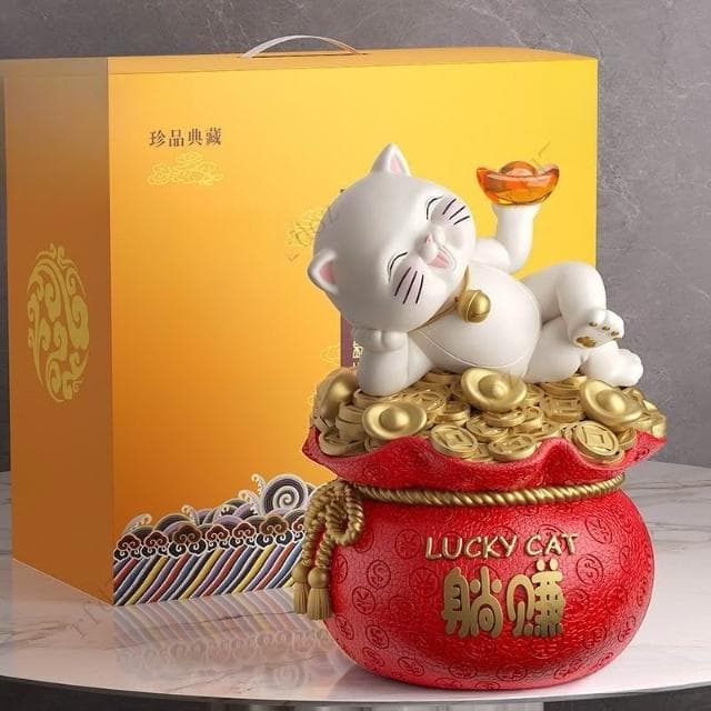 招財貓聚寶盆擺件國風存錢罐公司店鋪開業禮物收銀臺喬遷新居禮品風水擺件客廳擺件玄關擺件居家擺飾招財擺飾開店送禮