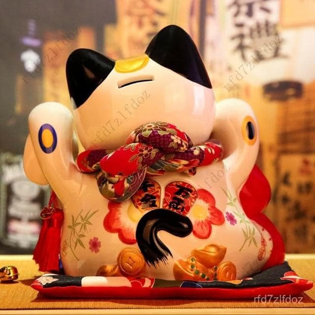 招財貓家居客廳玄關擺件喬遷創意禮品家用前臺陶瓷存錢罐招財貓擺飾存錢筒撲滿居家裝飾日式風招財貓入厝禮物開店送禮