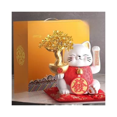 招財貓自動招手擺件店鋪前臺髮財樹送朋友開業禮品喬遷之新居禮物風水擺件客廳擺件玄關擺件開幕送禮招財擺飾入厝禮物
