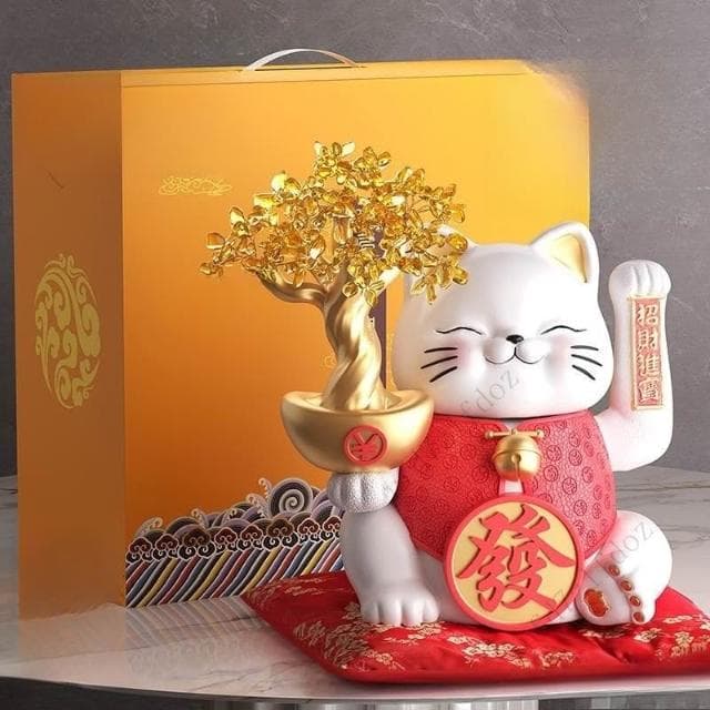 招財貓自動招手擺件店鋪前臺髮財樹送朋友開業禮品喬遷之新居禮物風水擺件客廳擺件玄關擺件開幕送禮招財擺飾入厝禮物