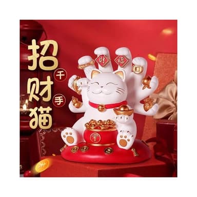 創意招財貓擺件前臺吉祥物裝飾朋友開店開業禮物客廳喬遷新居賀禮千手招財貓招財貓擺飾入厝禮物居家擺飾開幕開店送禮