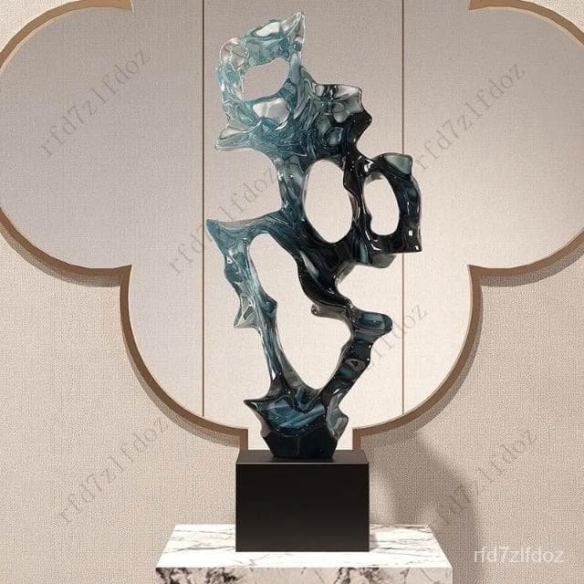 時來運轉玲瓏鵰塑擺件喬遷新居禮物客廳玄關酒櫃裝飾品簡約抽象工藝品風水擺件客廳擺件居家擺飾玄關裝飾品抽象擺件