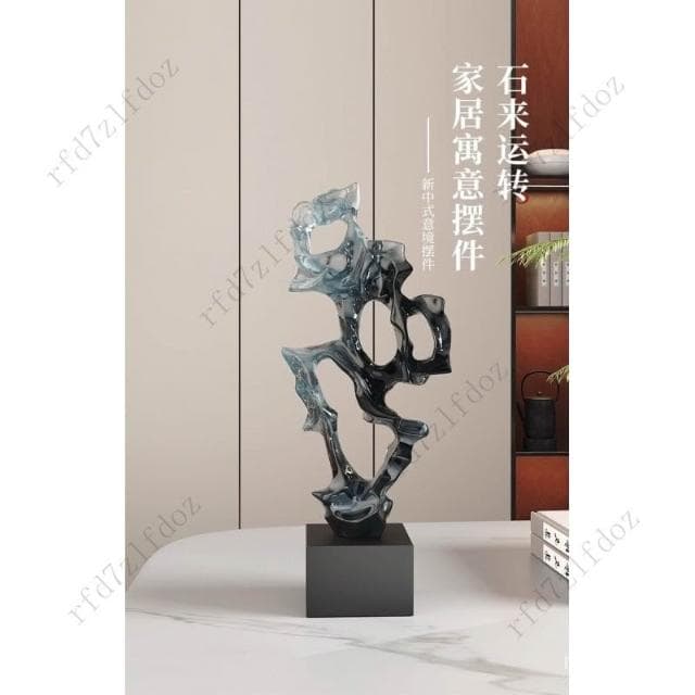時來運轉玲瓏鵰塑擺件喬遷新居禮物客廳玄關酒櫃裝飾品簡約抽象工藝品風水擺件客廳擺件居家擺飾玄關裝飾品抽象擺件