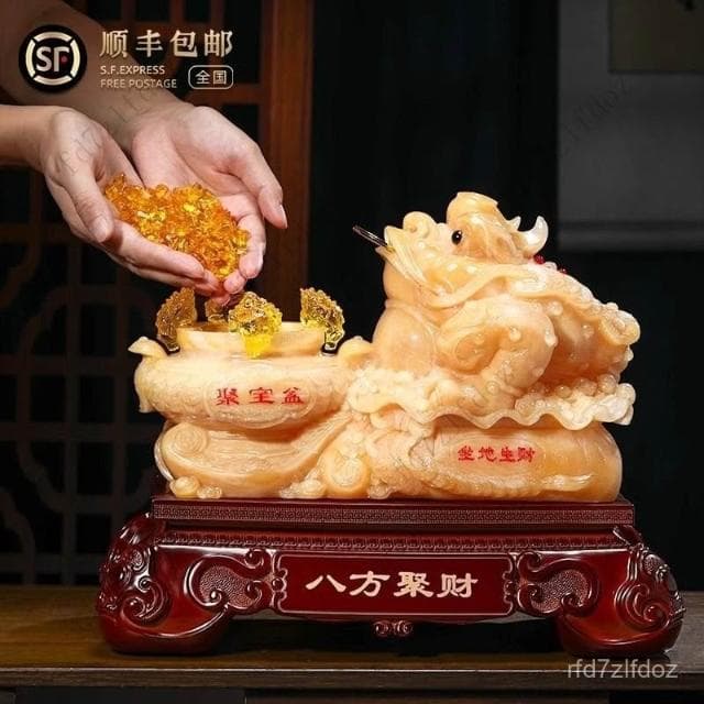 招財三腳金蟾聚寶盆擺件旺財聚財家居客廳玄關辦公桌面裝飾品開業禮品開店送禮入厝禮物招財金蟾擺件入宅擺件招財擺件
