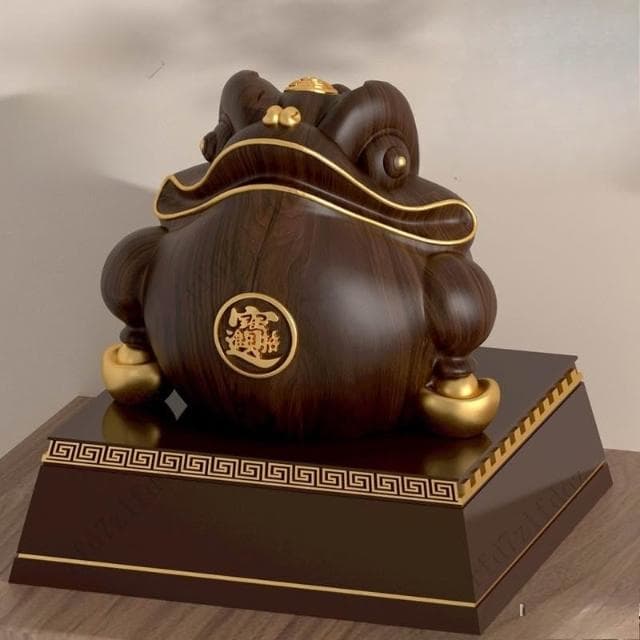 黑胡桃木金蟾招財擺件三足蟾蜍新中式客廳辦公室桌裝飾飯店開業送禮物高檔招財金蟾三腳金蟾蜍招財擺飾禮物開業開運擺件