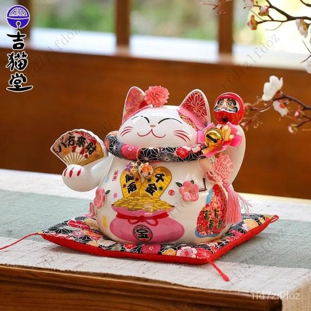招財貓小擺件陶瓷店鋪前臺收銀臺擺件創意禮品客廳酒櫃裝飾存錢罐招財貓擺飾存錢筒居傢裝飾日式風招財貓入厝禮物開店送禮
