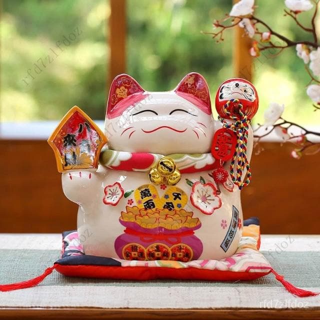 招財貓小擺件陶瓷店鋪前臺收銀臺擺件創意禮品客廳酒櫃裝飾存錢罐招財貓擺飾存錢筒居傢裝飾日式風招財貓入厝禮物開店送禮