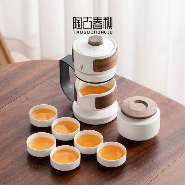 廠家直銷✨免運 陶瓷半自動功夫茶具套裝 懶人泡茶神器 送禮佳品 茶几擺件 藝術品 家用 喝茶防燙 泡茶壺 茶杯 禮盒