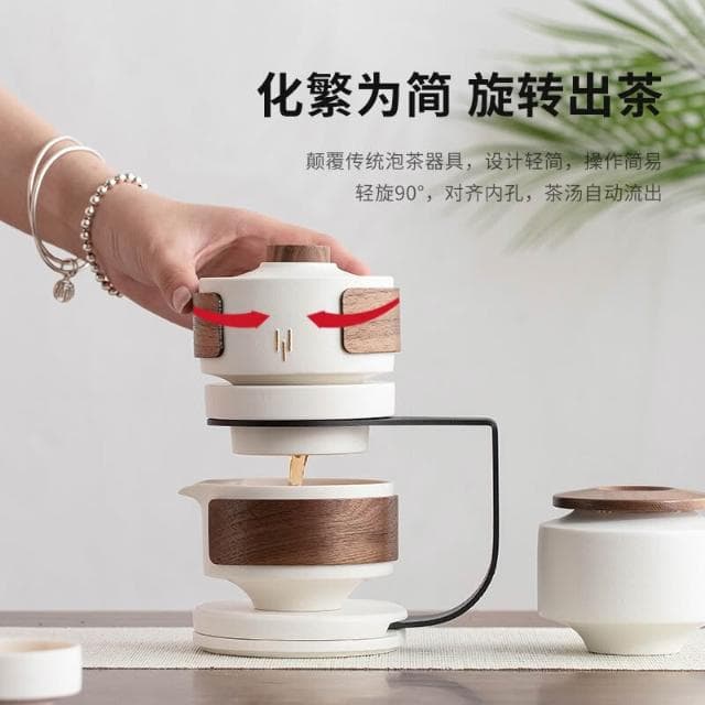 廠家直銷✨免運 陶瓷半自動功夫茶具套裝 懶人泡茶神器 送禮佳品 茶几擺件 藝術品 家用 喝茶防燙 泡茶壺 茶杯 禮盒
