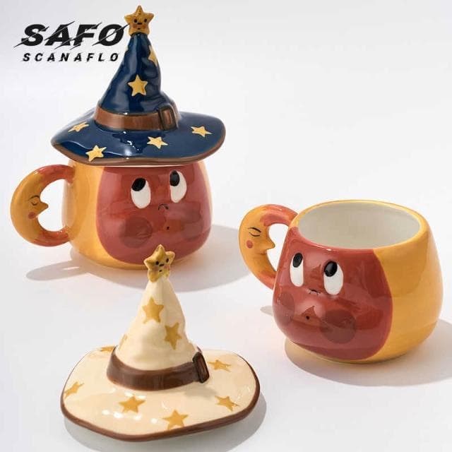 杯子 馬克杯  魔法師馬克杯 陶瓷馬克杯 馬克杯禮盒裝 聖誕禮物創意馬克杯帶蓋 陶瓷情侶水杯 生日禮物