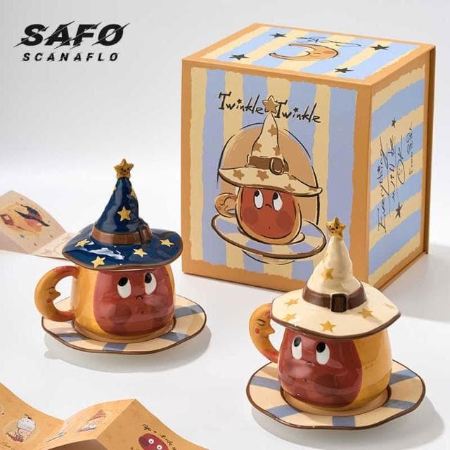 杯子 馬克杯  魔法師馬克杯 陶瓷馬克杯 馬克杯禮盒裝 聖誕禮物創意馬克杯帶蓋 陶瓷情侶水杯 生日禮物