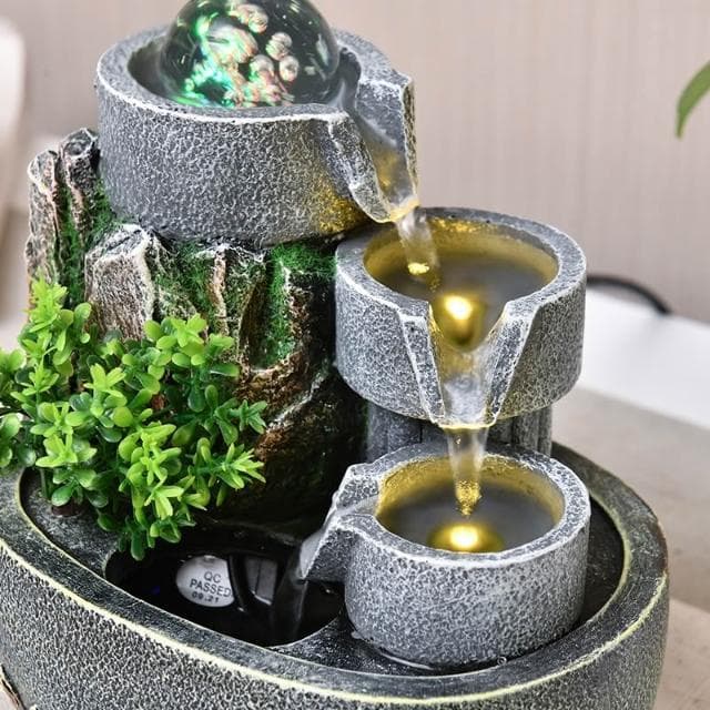 廠家直銷 高山流水噴泉假山水景擺件客廳辦公桌裝飾風水輪招財喬遷開業禮物高山流水 招財流水盆 流水聚寶盆 流水擺件