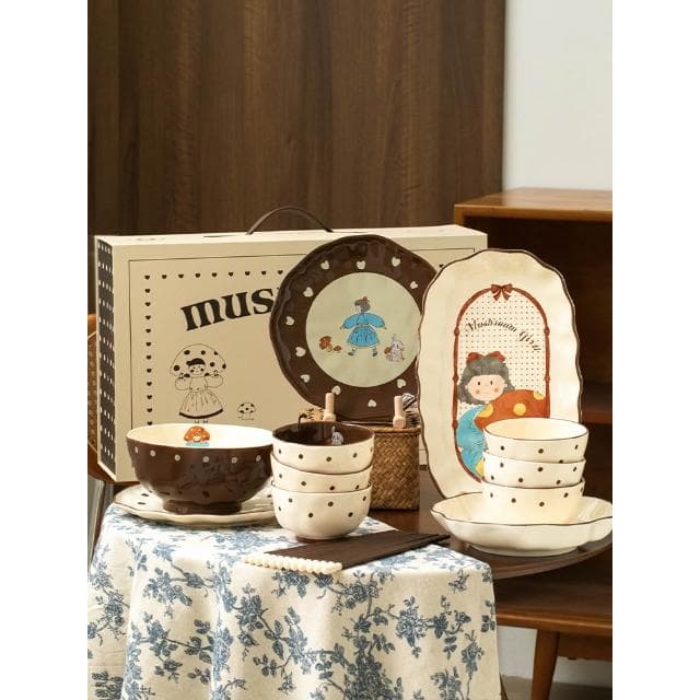 復古餐具套裝 家用陶瓷碗筷盤  閨蜜生日禮物女生伴手禮 喬遷新居禮品
