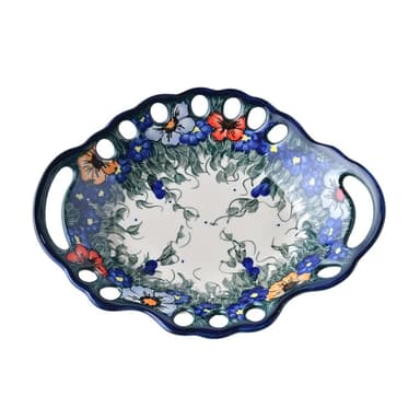 【波蘭陶】Cerraf紫花蔓藤系列水果籃大26x21cm波蘭手工製置物籃 入厝禮