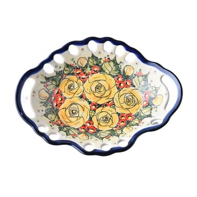 【波蘭陶】Cerraf繁花逸麗系列水果籃大26x21cm波蘭手工製置物籃 入厝禮