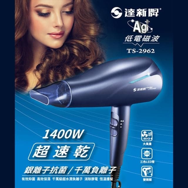 【達新牌】負離子吹風機 吹風機 大風量吹風機 美髮吹風機 沙龍吹風機 專業吹風機 TS-2962 (速達)