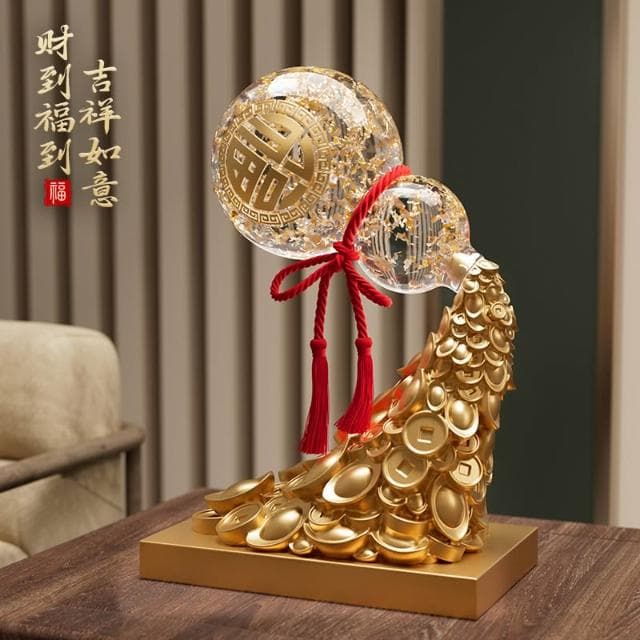 金箔葫蘆擺件 開業大吉生意興隆辦公室客廳喬遷新居禮物 招財工藝品