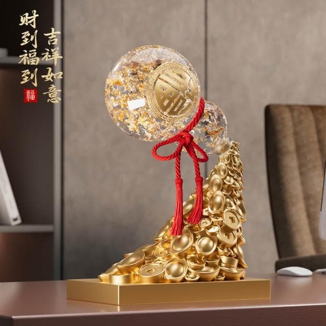 金箔葫蘆擺件 開業大吉生意興隆辦公室客廳喬遷新居禮物 招財工藝品