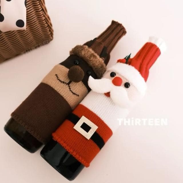 【THiRTEEN 拾參家居】聖誕造型紅酒瓶套組（交換禮物 聖誕禮物 耶誕節 居家裝飾 聖誕老公公 麋鹿）