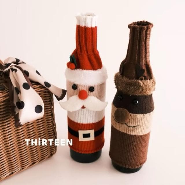 【THiRTEEN 拾參家居】聖誕造型紅酒瓶套組（交換禮物 聖誕禮物 耶誕節 居家裝飾 聖誕老公公 麋鹿）