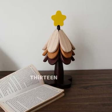 【THiRTEEN 拾參家居】聖誕樹隔熱墊 交換禮物 杯墊 木杯墊 矽膠隔熱餐墊 聖誕節 耶誕禮物 聖誕禮物 聖誕樹