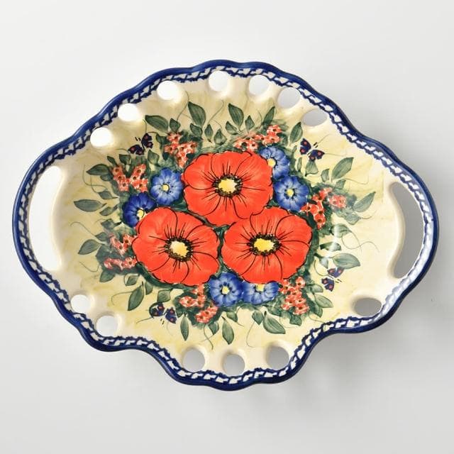 【波蘭陶】Cerraf奼紫嫣紅系列水果籃大26x21cm波蘭手工製置物籃 入厝禮