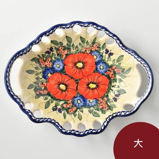 【波蘭陶】Cerraf奼紫嫣紅系列水果籃大26x21cm波蘭手工製置物籃 入厝禮