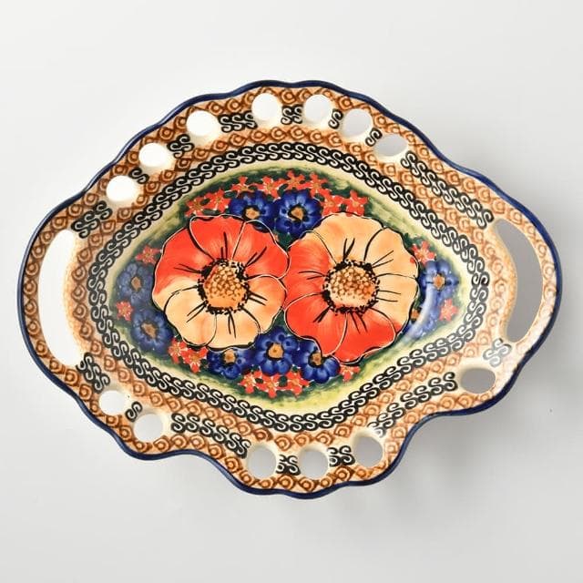 【波蘭陶】Cerraf古典花園系列水果籃大26x21cm波蘭手工製置物籃 入厝禮