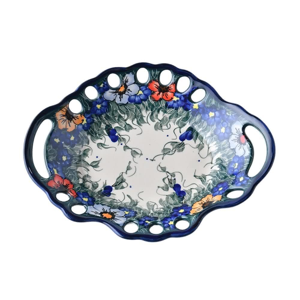 【波蘭陶】Cerraf紫花蔓藤系列水果籃大26x21cm波蘭手工製置物籃 入厝禮