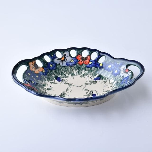 【波蘭陶】Cerraf紫花蔓藤系列水果籃大26x21cm波蘭手工製置物籃 入厝禮