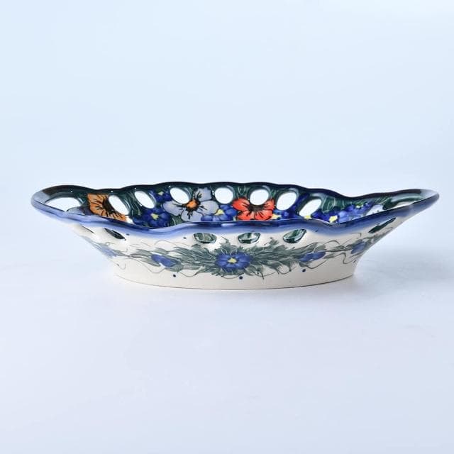 【波蘭陶】Cerraf紫花蔓藤系列水果籃大26x21cm波蘭手工製置物籃 入厝禮