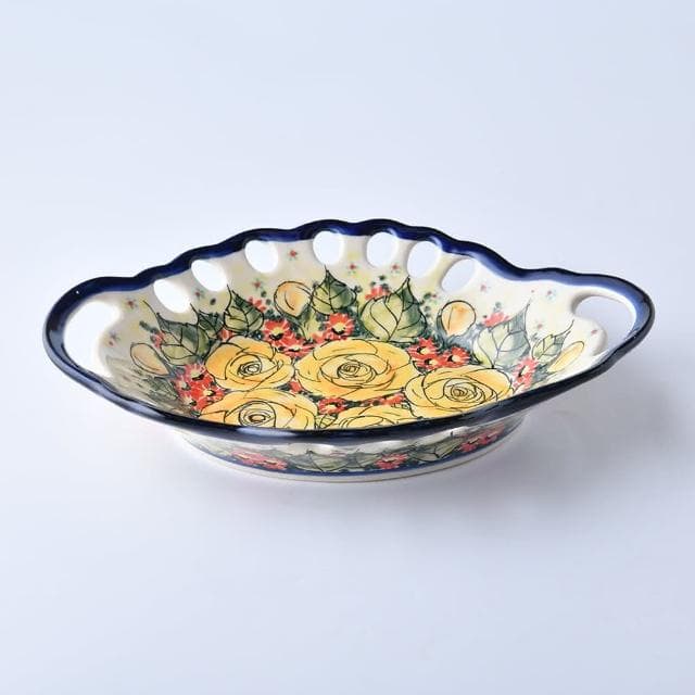 【波蘭陶】Cerraf繁花逸麗系列水果籃大26x21cm波蘭手工製置物籃 入厝禮