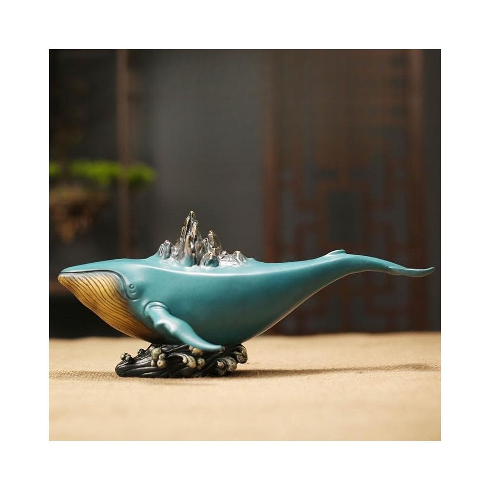 精銅鑄造 鯨山鯨魚黃銅彩銅擺件創意工藝品生日送禮店鋪開業桌面擺飾裝飾品