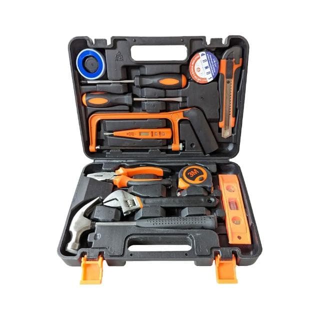 Komori森森機具 工具箱套裝 工具箱 12件 維修工具 扳手 電工工具 老虎鉗 螺絲刀 羊角鐵鎚 起子 手工具