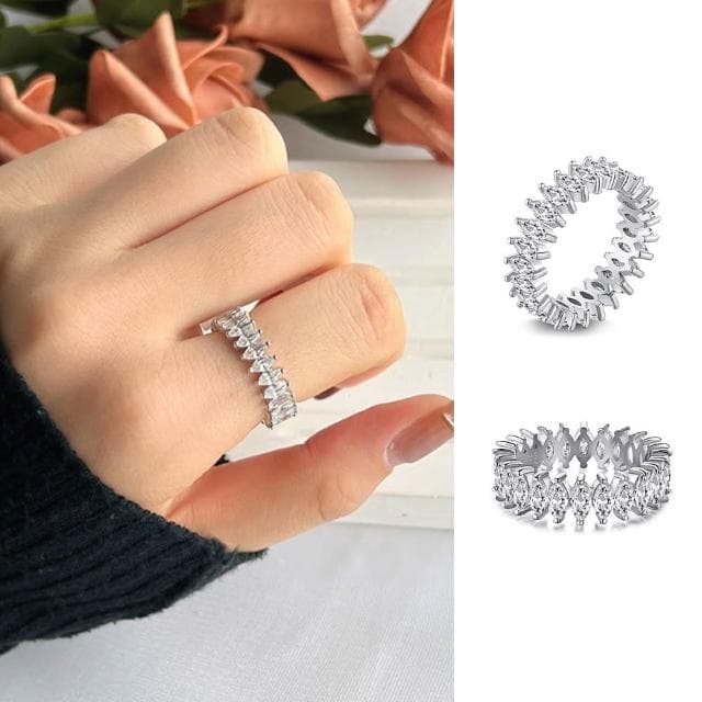 【LEESA】鋯石\戒指女\指環\飾品\排戒\歐美戒指\高級感\輕奢\小眾設計\食指戒\情侶戒指\925\純銀\情人節禮物