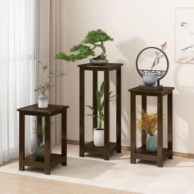 實木花架 植物架 園藝花架 盆栽架 置物架 復古花架 花瓶架 財位桌 花臺 聚寶盆架 展示邊桌 楠竹材質
