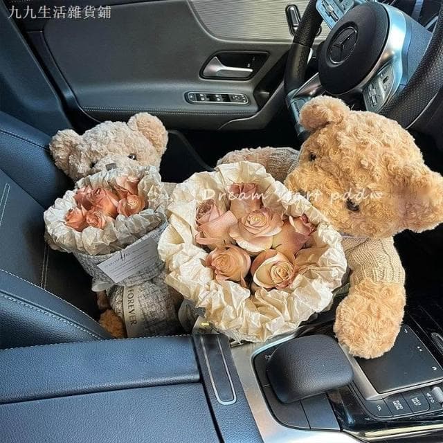 禮盒 公仔 創意小香風花束玫瑰 小熊卡布奇諾仿真花情人節禮物生日禮物女生送閨蜜手提袋禮盒款可選