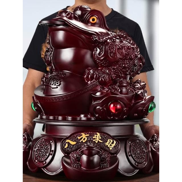 紅檀木金蟾擺件招財蟾蜍客廳酒櫃玄關裝飾公司收銀臺店鋪開業送禮