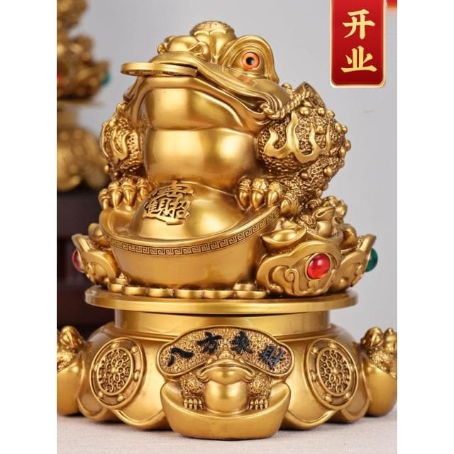招財金蟾擺件鎏金銅店鋪喬遷開業送禮客廳裝飾品八方來財三足金蟾