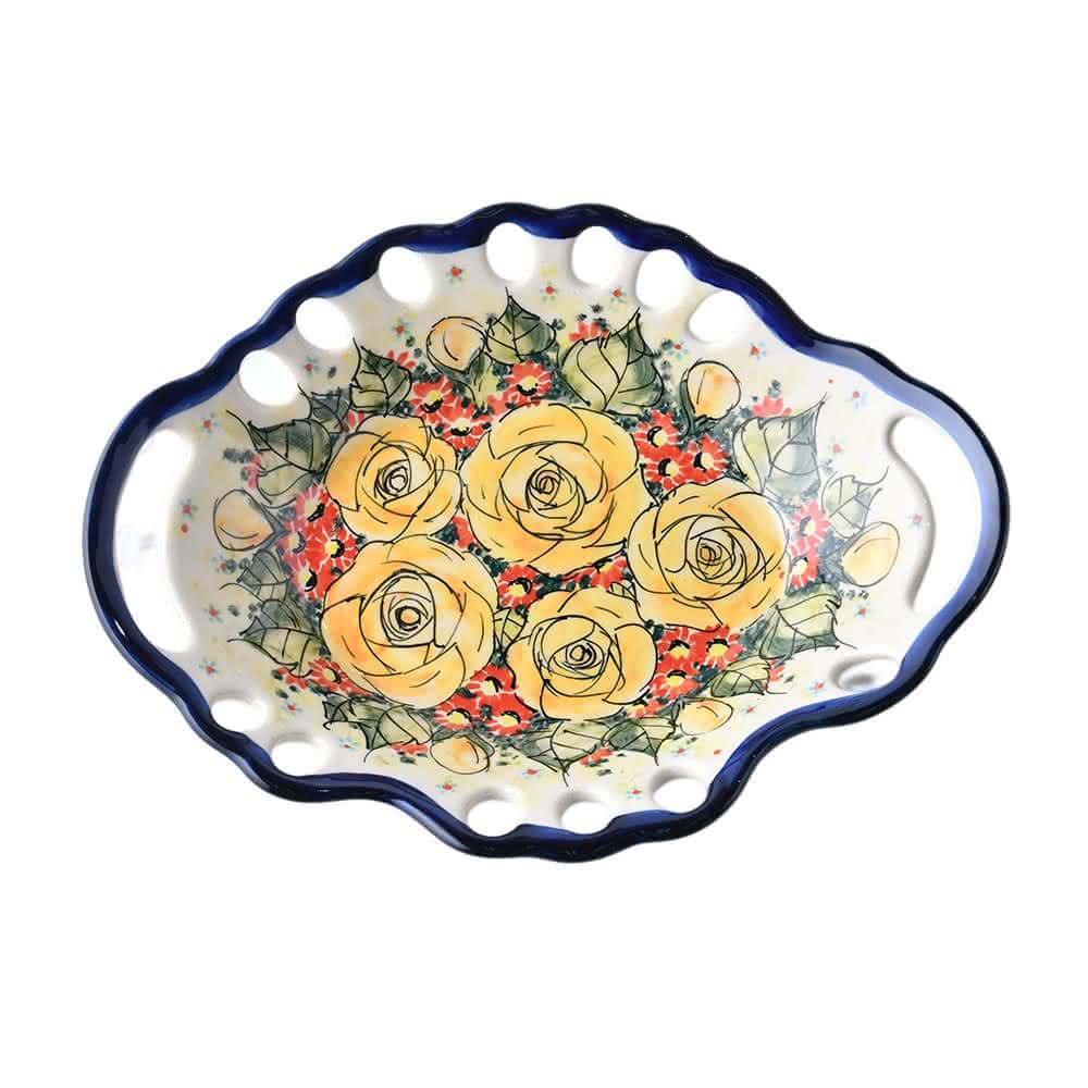 【波蘭陶】Cerraf繁花逸麗系列水果籃大26x21cm波蘭手工製置物籃 入厝禮