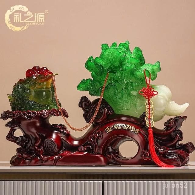 新品上架招財擺件 化煞 擺件裝飾增旺財運 開運必備!家居開業運勢爆棚招財金蟾白菜工藝品店鋪公司開業喬遷送禮品客廳玄關裝飾